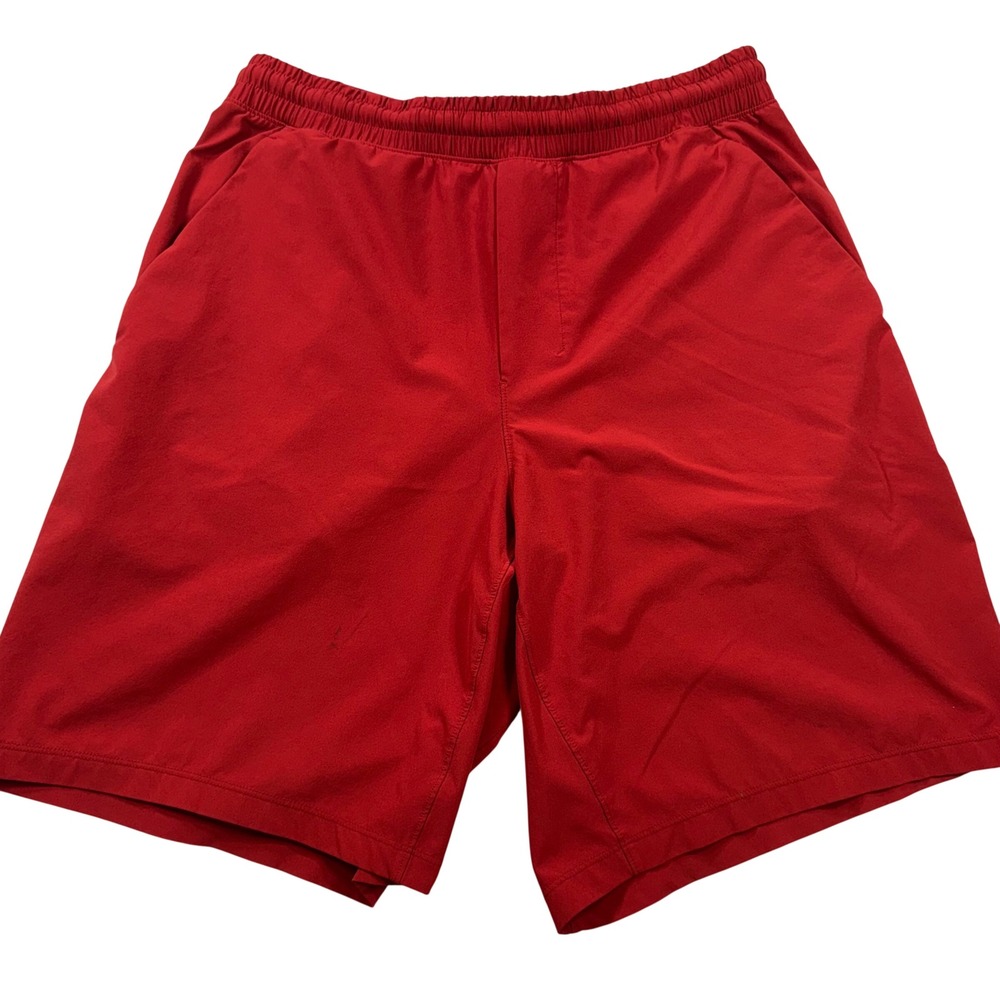 Lululemon Pace Breaker Athletic Shorts Men Med Red 7 Inch Inseam Drawstring Gym